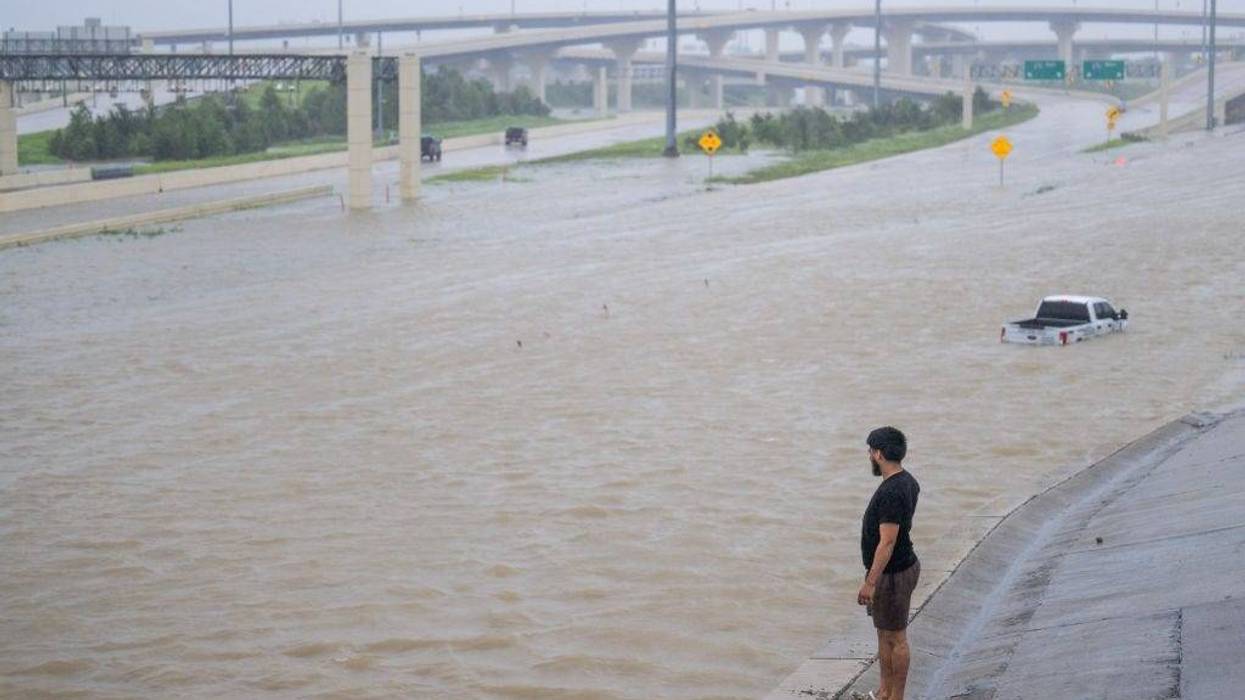 Flooding on freeway in Texas caused by Hurricane Beryl
