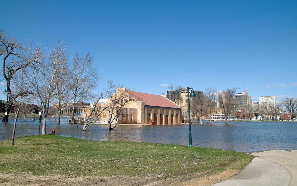 Flooding on Harriet Island near downtown Saint Paul.