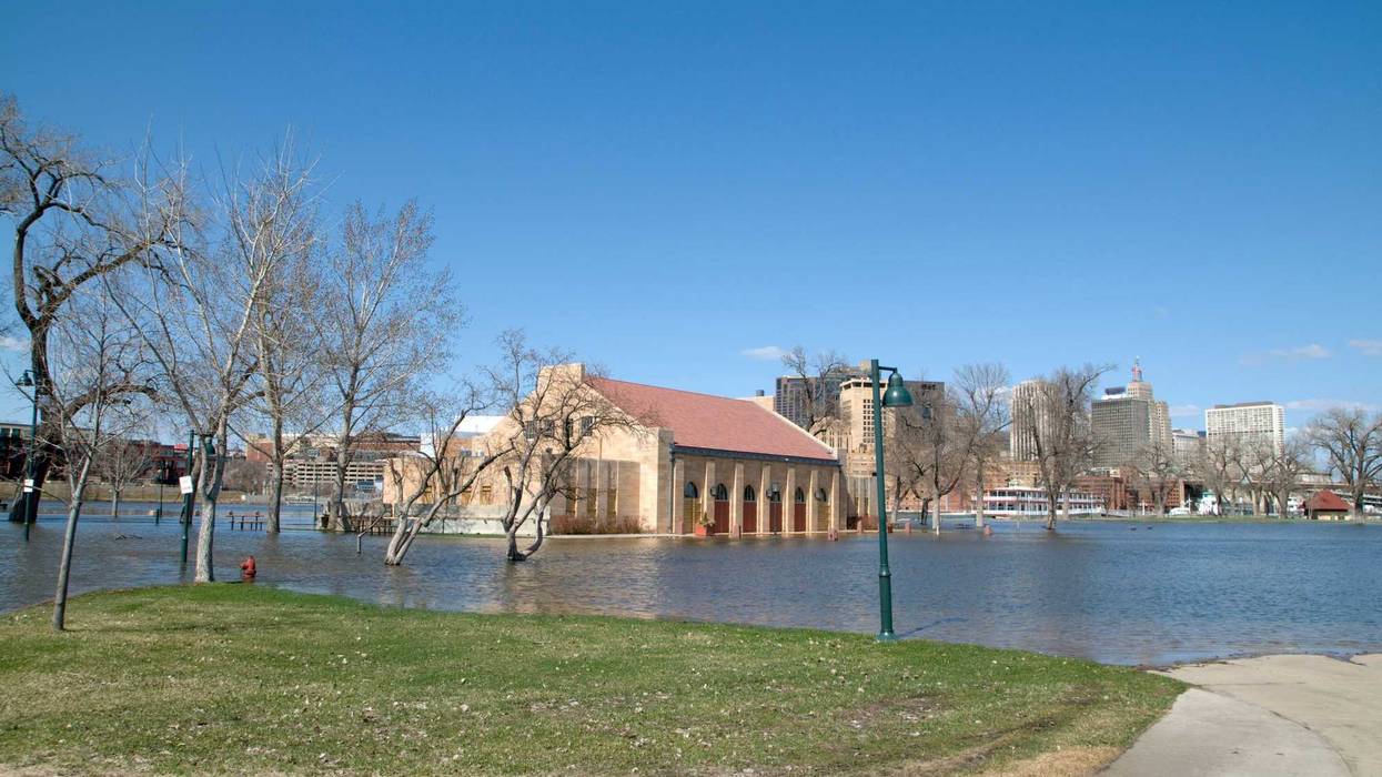 Flooding on Harriet Island near downtown Saint Paul.