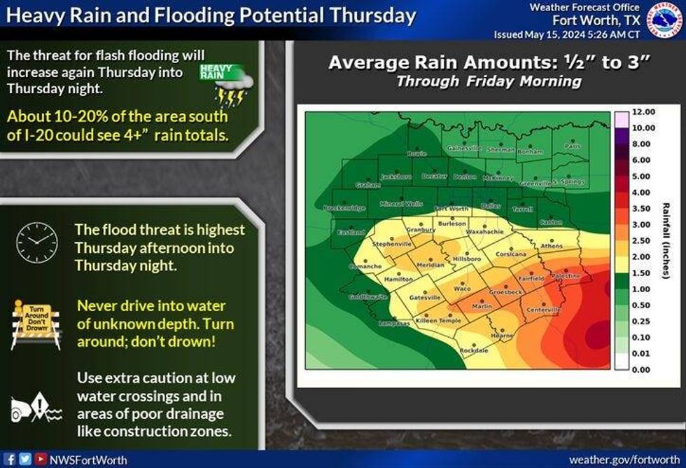 Flooding potential for Thursday, May 16, 2024.