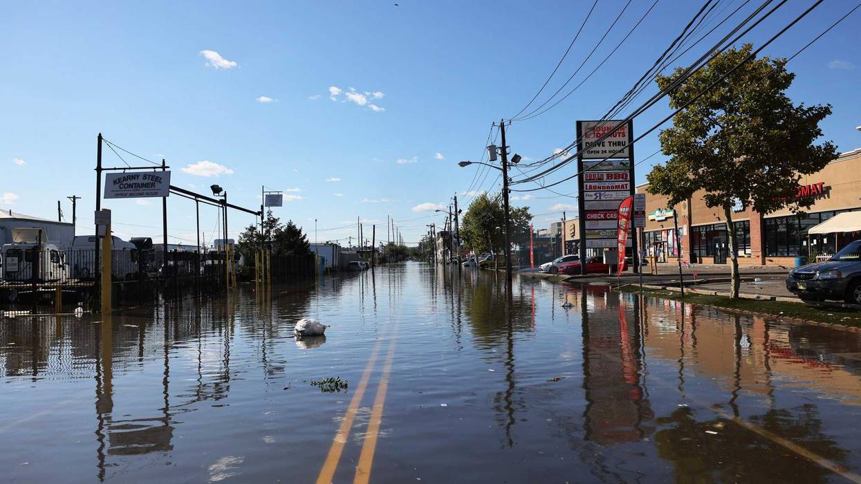 Floodwater covers South Street on September 02, 2021 in Newark, New Jersey