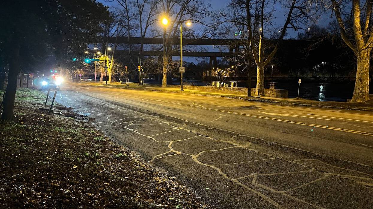 Floodwaters have receded on Kelly Drive, but the road is still closed as city crews remove mud and debris, Jan. 11, 2024.