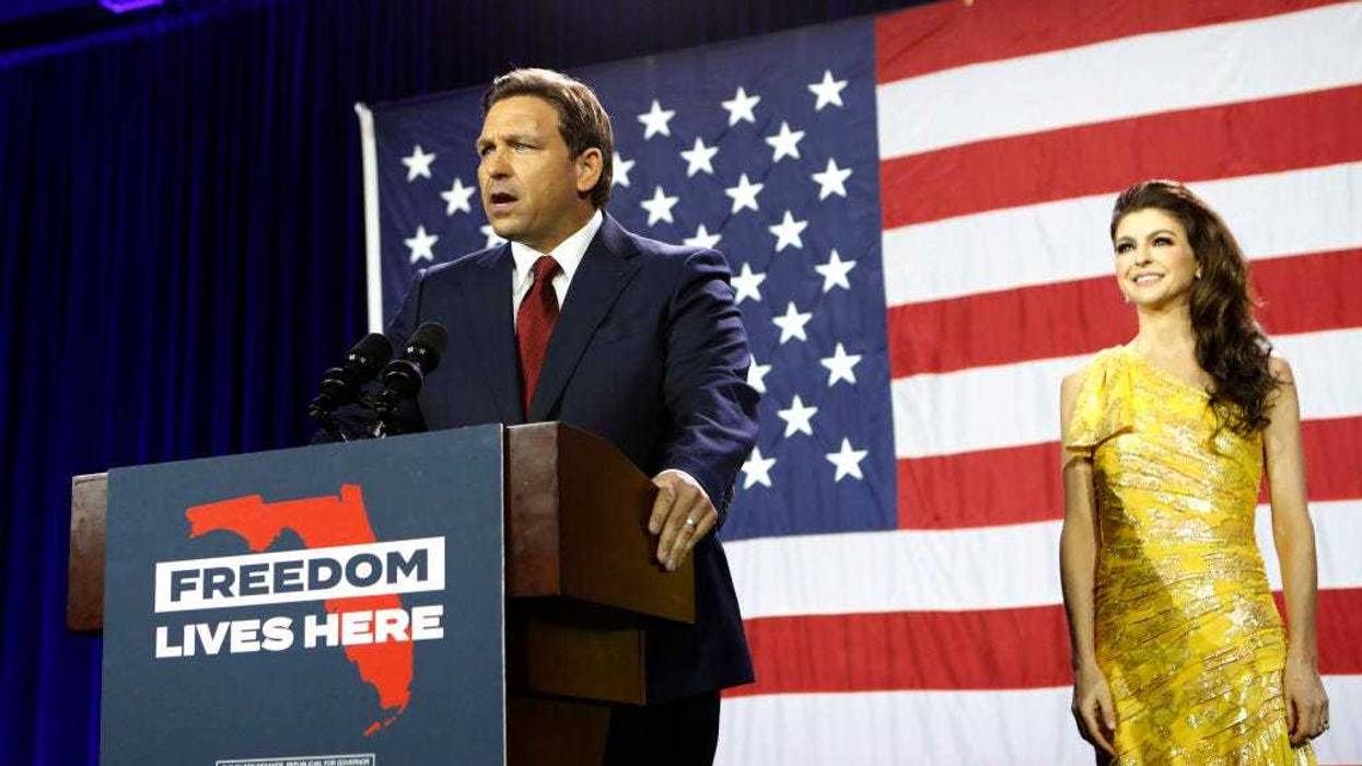 Florida Gov. Ron DeSantis giving a victory speech.