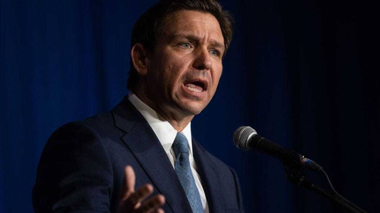 Florida Gov. Ron DeSantis (R-FL) delivers remarks during the New Hampshire GOP's Amos Tuck Dinner on April 14, 2023 in Manchester, New Hampshire.