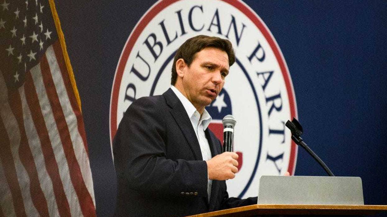 Florida Gov. Ron DeSantis speaks during an Iowa GOP reception on May 13, 2023 in Cedar Rapids, Iowa. Although he has not yet announced his candidacy, Gov. DeSantis has received the endorsement of 37 Iowa lawmakers for the Republican presidential nomination next year. (Photo by Stephen Maturen/Getty Images)