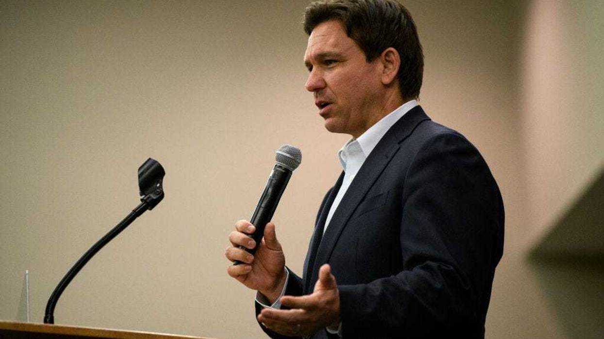 Florida Gov. Ron DeSantis speaks during an Iowa GOP reception on May 13, 2023 in Cedar Rapids, Iowa.