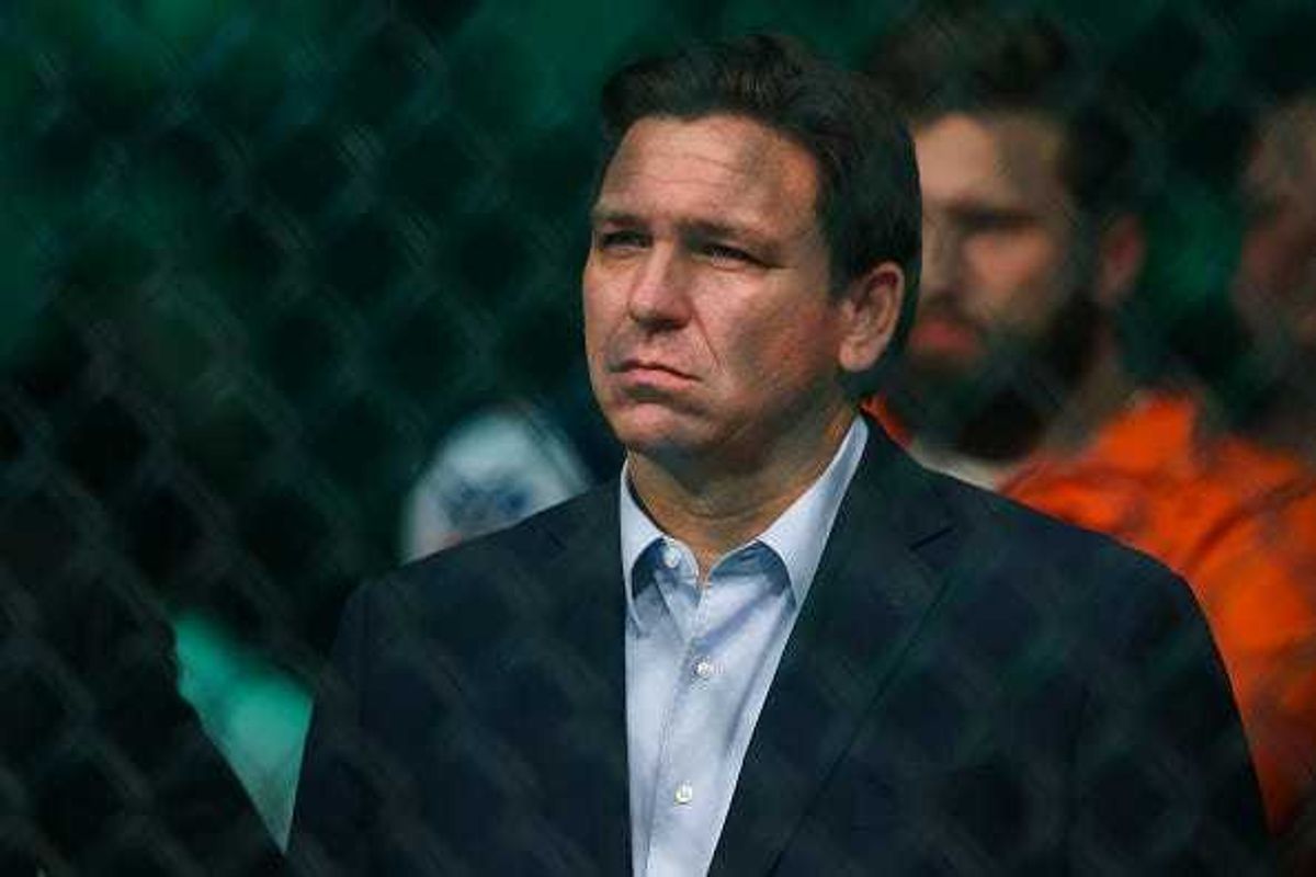 Florida governor Ron DeSantis is seen in attendance during the UFC 273 event at VyStar Veterans Memorial Arena on April 09, 2022 in Jacksonville, Florida.