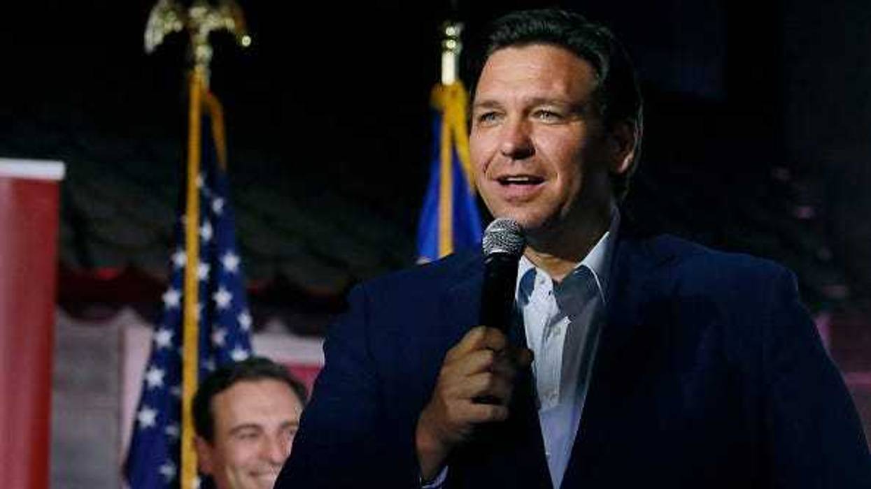 Florida Governor Ron DeSantis (R) appears with Republican Senate candidate from Nevada Adam Laxalt at a campaign event at Stoneys Rockin Country on April 27, 2022 in Las Vegas, Nevada.