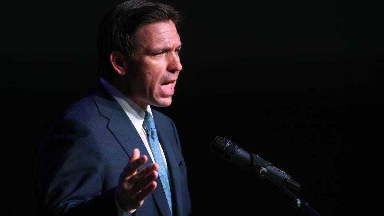 Florida Governor Ron DeSantis speaks to guests at the Republican Party of Marathon County Lincoln Day Dinner annual fundraiser on May 06, 2023 in Rothschild, Wisconsin. Although he has not yet announced his candidacy, DeSantis is expected to be among the top contenders vying for the Republican presidential nomination next year. (Photo by Scott Olson/Getty Images)