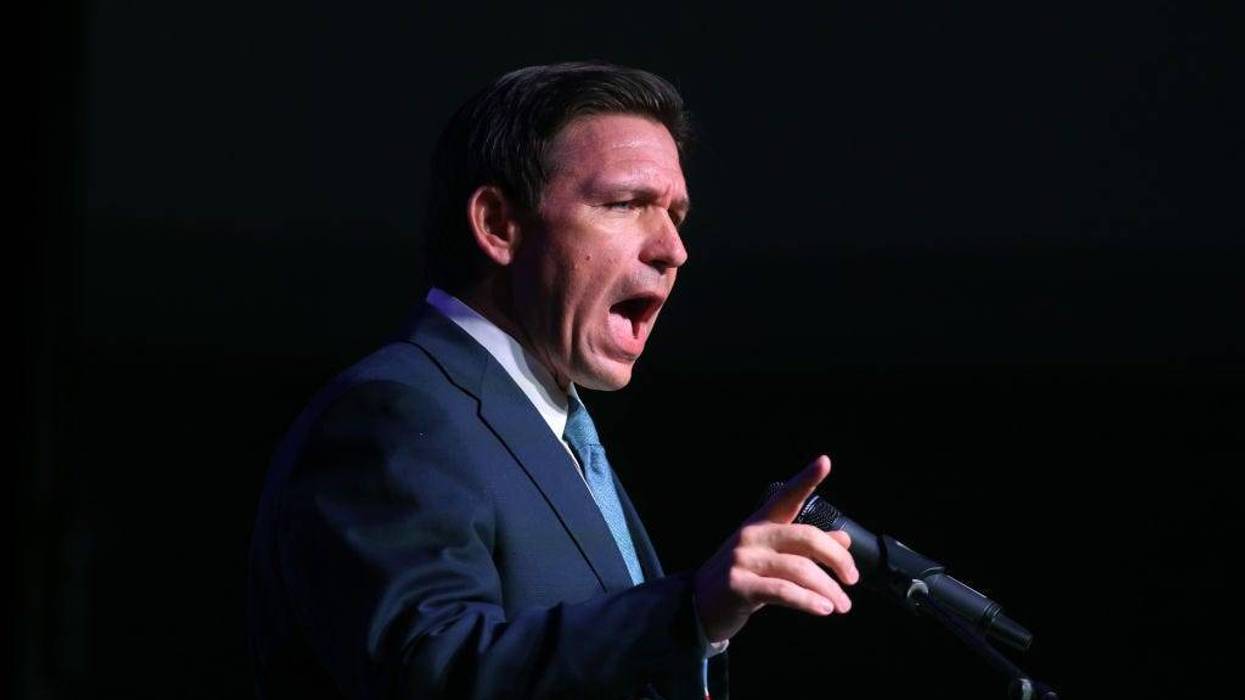 Florida Governor Ron DeSantis speaks to guests at the Republican Party of Marathon County Lincoln Day Dinner annual fundraiser on May 06, 2023 in Rothschild, Wisconsin. Although he has not yet announced his candidacy, DeSantis is expected to be among the top contenders vying for the Republican presidential nomination next year. (Photo by Scott Olson/Getty Images)