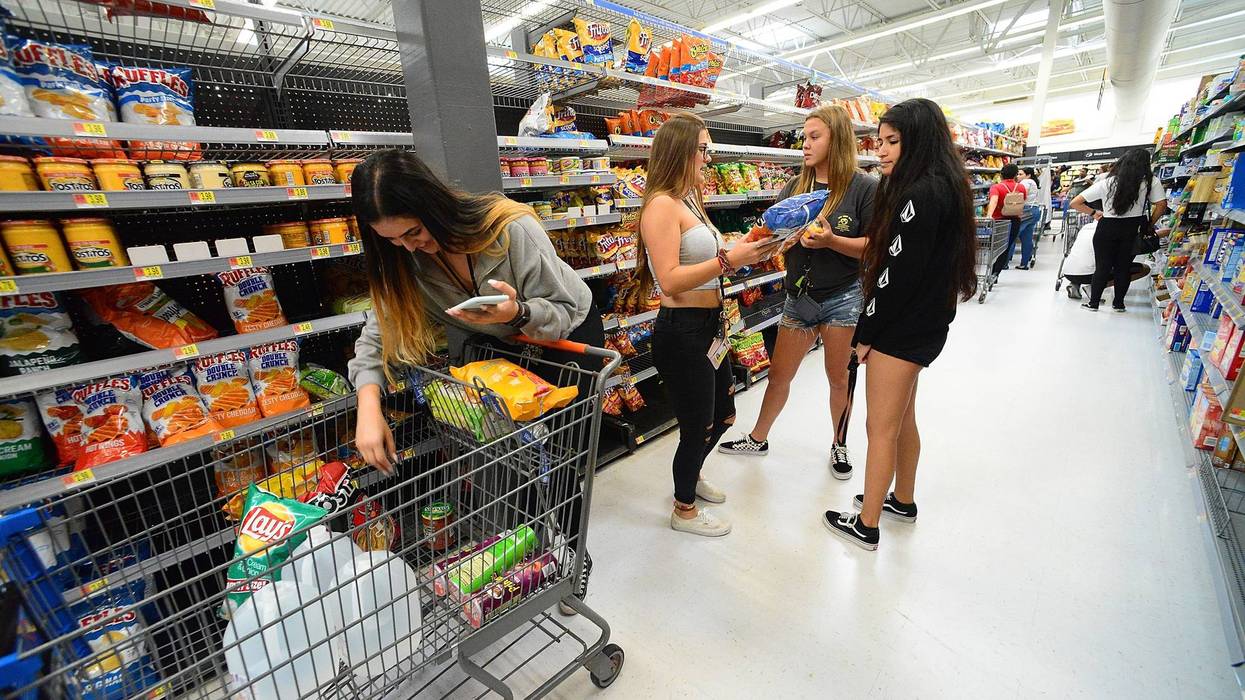 Florida shoppers buy groceries in preparation for a hurricane.