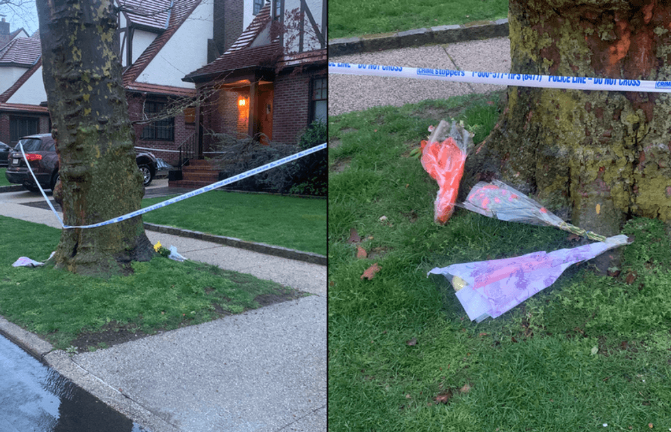Flowers and police tape were up at the family