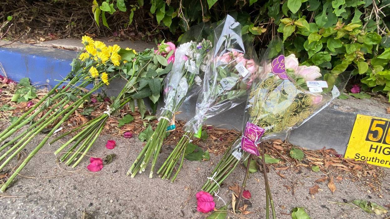 Flowers honoring the 4 Pepperdine students killed on PCH.