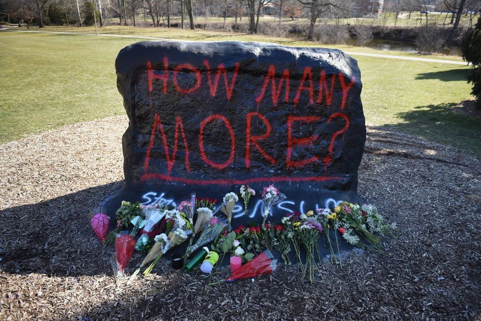 Flowers were left at the base of \The