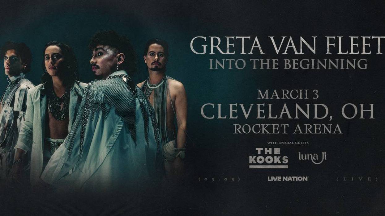 Flyer for Greta Van Fleet's Into the Beginning Tour on March 3 at Rocket Arena with special guests, The Kooks and Luna Li