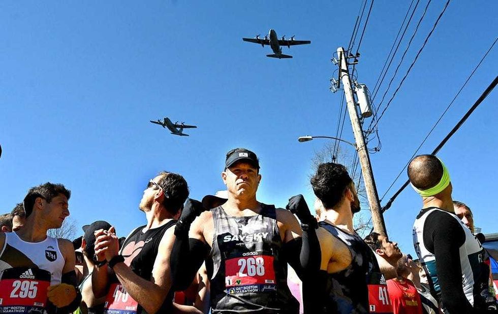 Flyover at the Boston Marathon start line