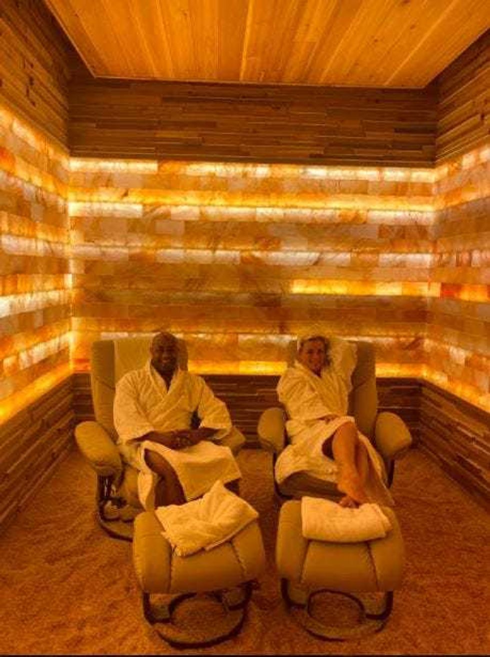Following a hot stone massage we enjoyed the salt room, which reduces stress, increases energy, and is recommended to keep your body healthy.