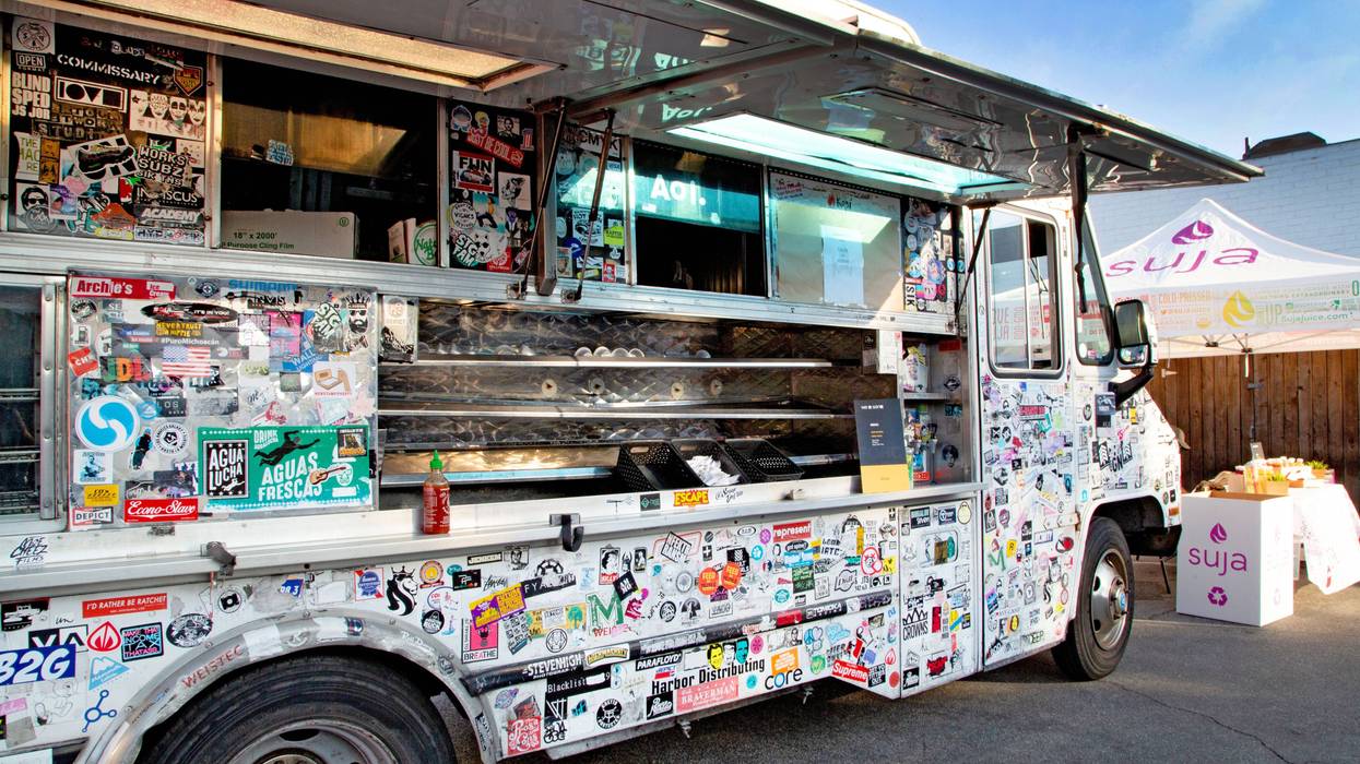 Food truck with stickers