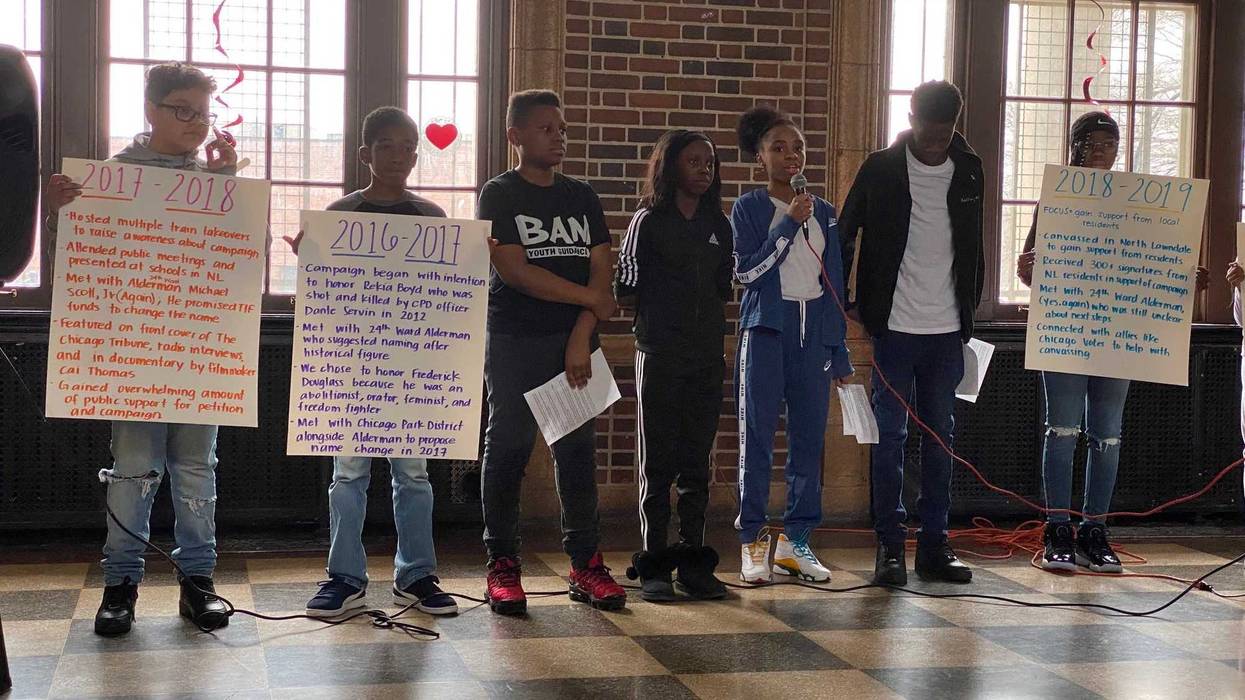 For three years now, a West Loop elementary school has been trying to change the name of a park in the North Lawndale neighborhood. And on Monday, they had what they called a "teach-in" at the park.