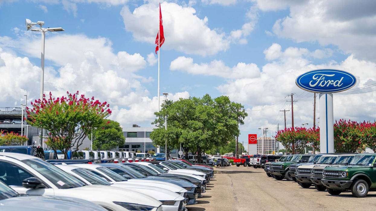 Ford Mustang Mach-E vehicles are seen for sale on a dealership lot on June 24, 2025 in Austin, Texas. Ford Motor is recalling more than 197,000 Mustang Mach-E vehicles after a malfunction with the door latches has surfaced according to the National Highway Traffic Safety Administration.