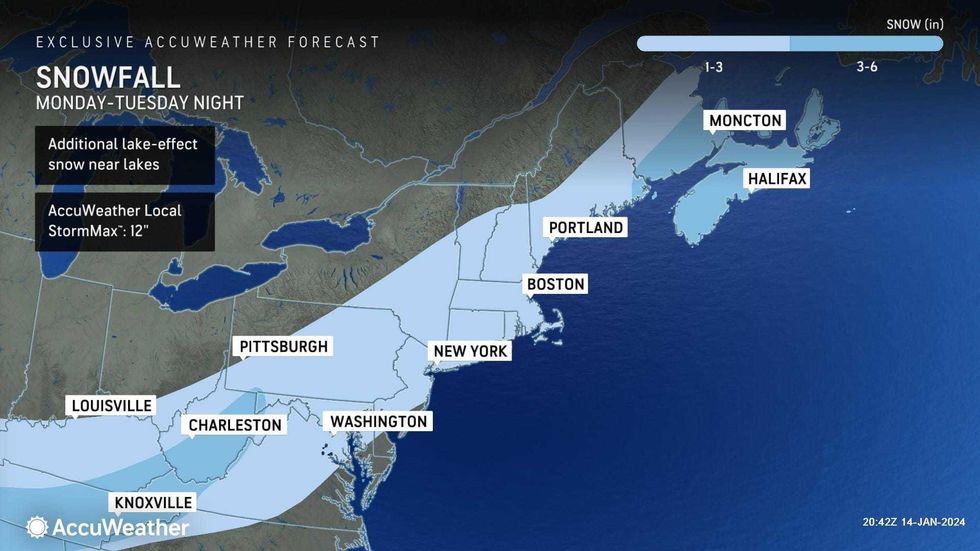 Forecast Snowfall Monday and Tuesday