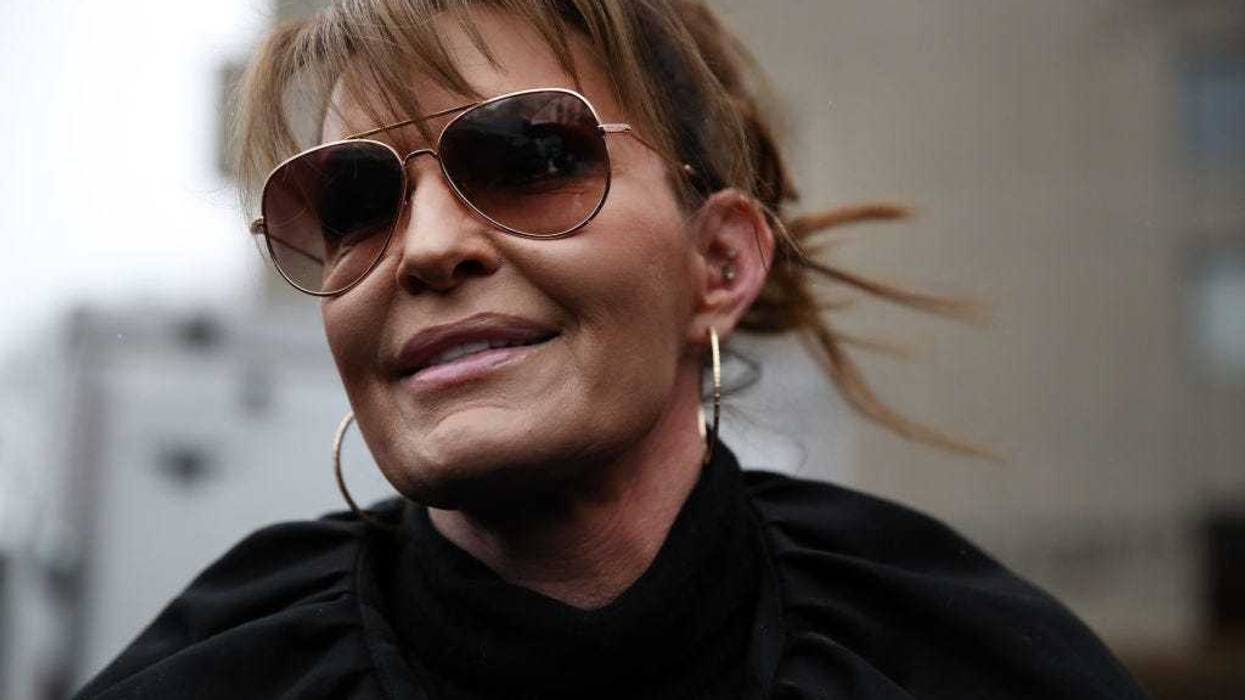 Former Alaska Governor Sarah Palin arrives at a federal court in Manhattan to resume a case against the New York Times after it was postponed because she tested positive for Covid-19 on February 03, 2022 in New York City.