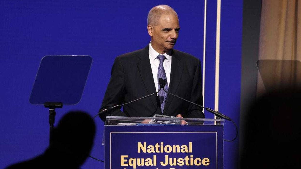 Former Attorney General Eric Holder speaks onstage during the Legal Defense Fund 36th National Equal Justice Awards Dinner at The Glasshouse on May 16, 2024 in New York City.