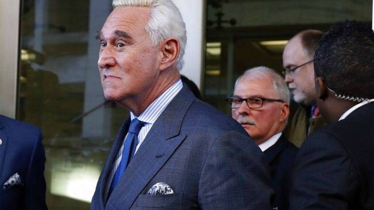 Former campaign adviser for President Donald Trump, Roger Stone, leaves federal court Thursday, Feb. 21, 2019, in Washington.