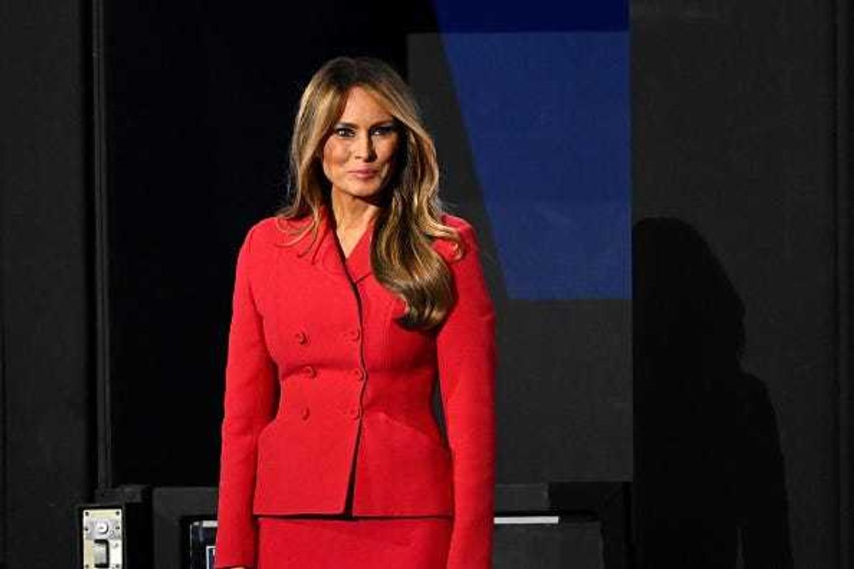 Former first lady Melania Trump arrives on the fourth day of the Republican National Convention at the Fiserv Forum on July 18, 2024 in Milwaukee, Wisconsin.