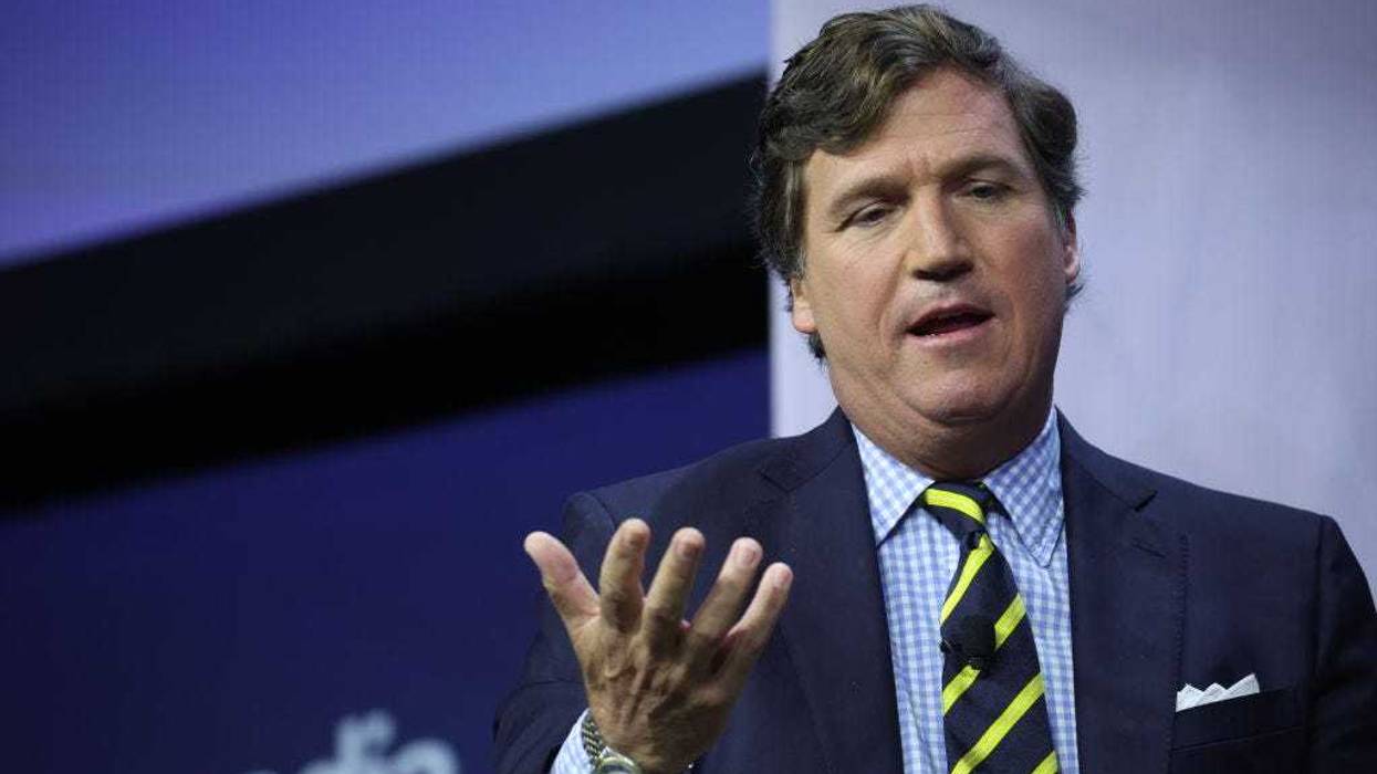 Former Fox News television personality Tucker Carlson speaks to guests at the Family Leadership Summit on July 14, 2023 in Des Moines, Iowa.