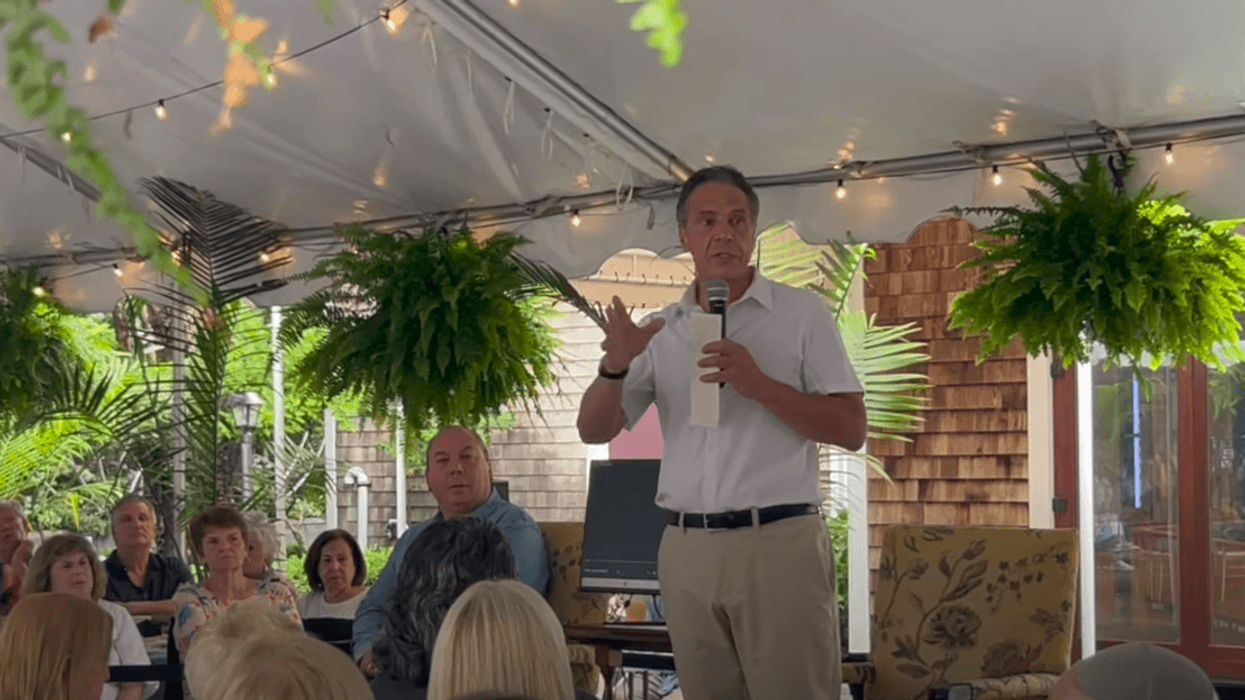 Former Gov. Andrew Cuomo speaks at Hampton Synagogue in Westhampton Beach, N.Y. on July 7, 2024.