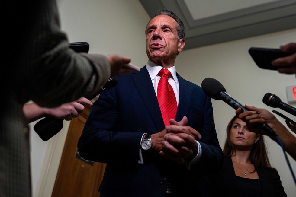 Former Gov. Andrew Cuomo speaks to members of the press after testifying before the Select Subcommittee on the Coronavirus Pandemic at the U.S. Capitol on Sept. 10, 2024