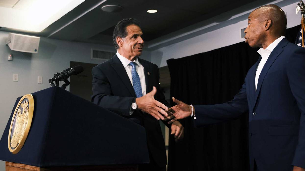 Former governor Andrew Cuomo and Eric Adams on July 14, 2021.