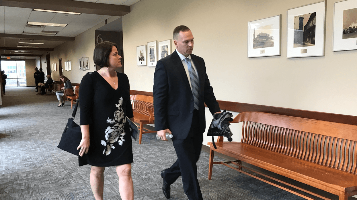 Former Greenville Sheriff Will Lewis at Greenville County Courthouse with wife Amy Lewis. Day 2 of Trial.
