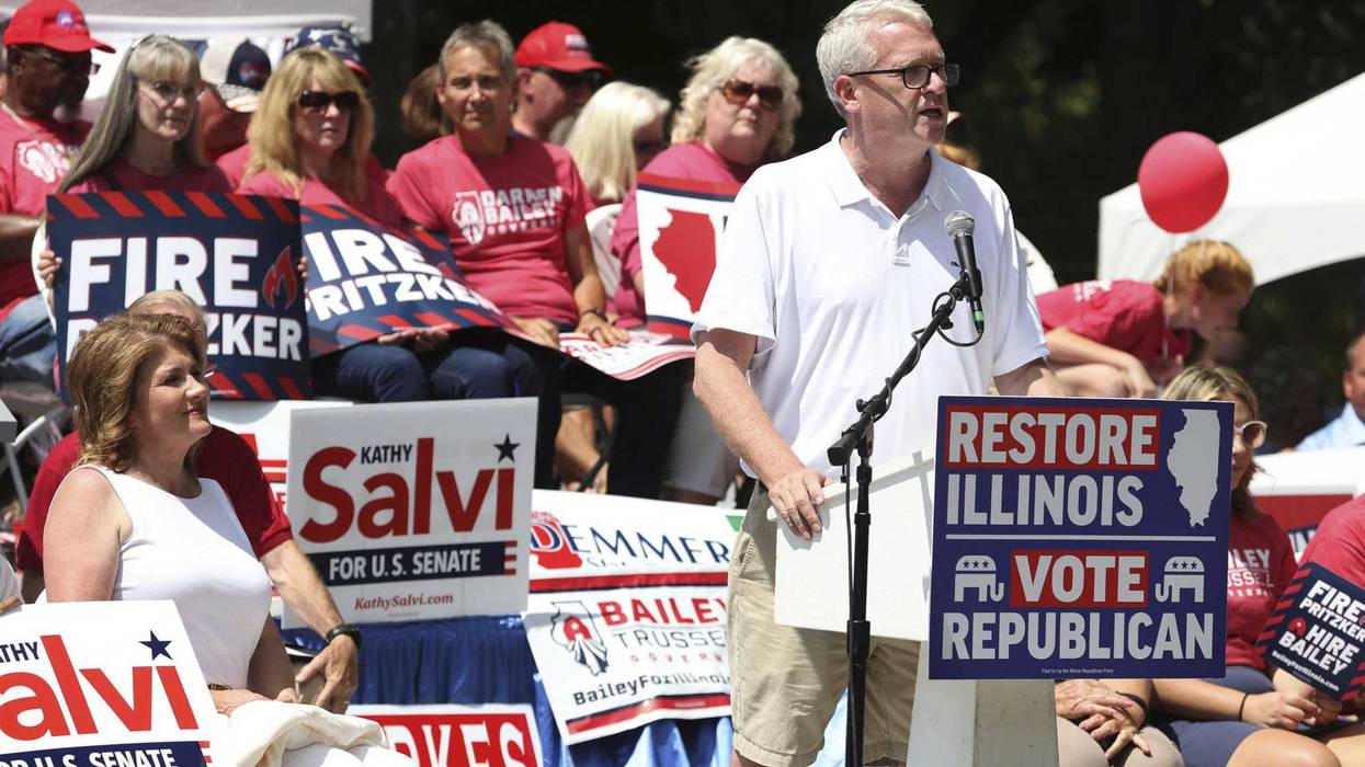 Former House Republican leader Jim Durkin during a rally on Republican Day at the Illinois State Fair in Springfield on Thursday, Aug. 18, 2022.