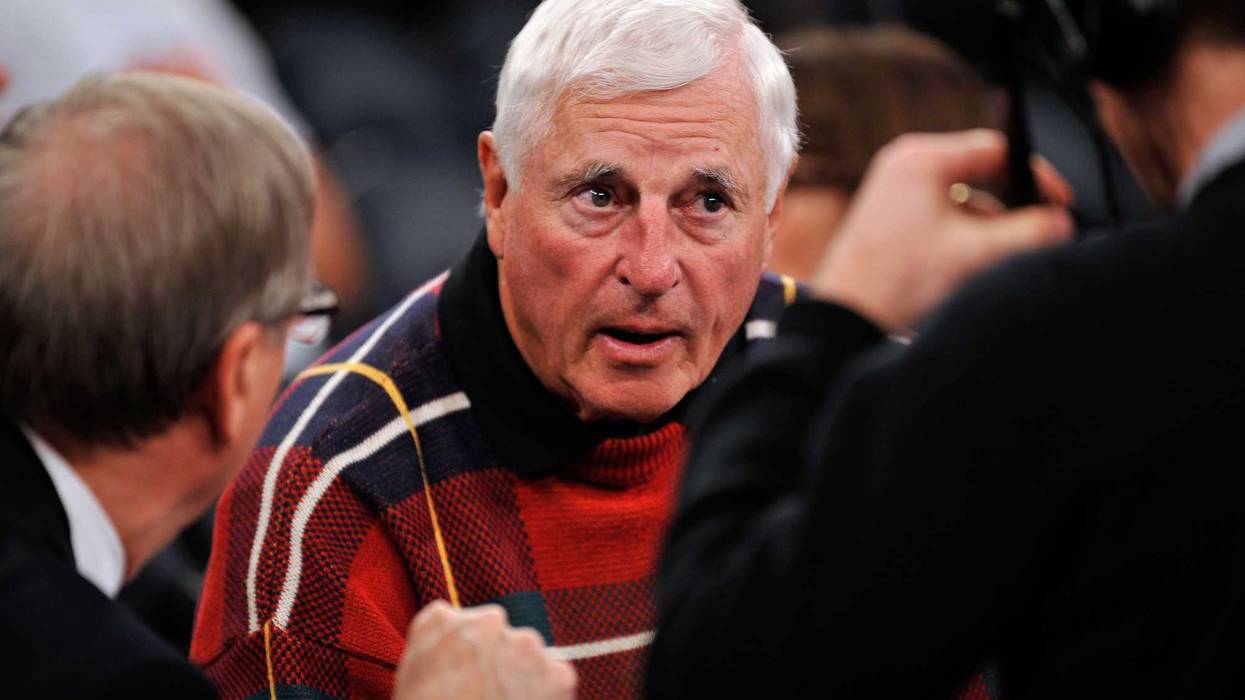 Former NCAA Men's Basketball coach Bobby Knight looks on before the Alabama Crimson Tide and Drexel Dragons NIT Season Tip-Off game at Madison Square Garden. Drexel won the game 85-83 in triple overtime.