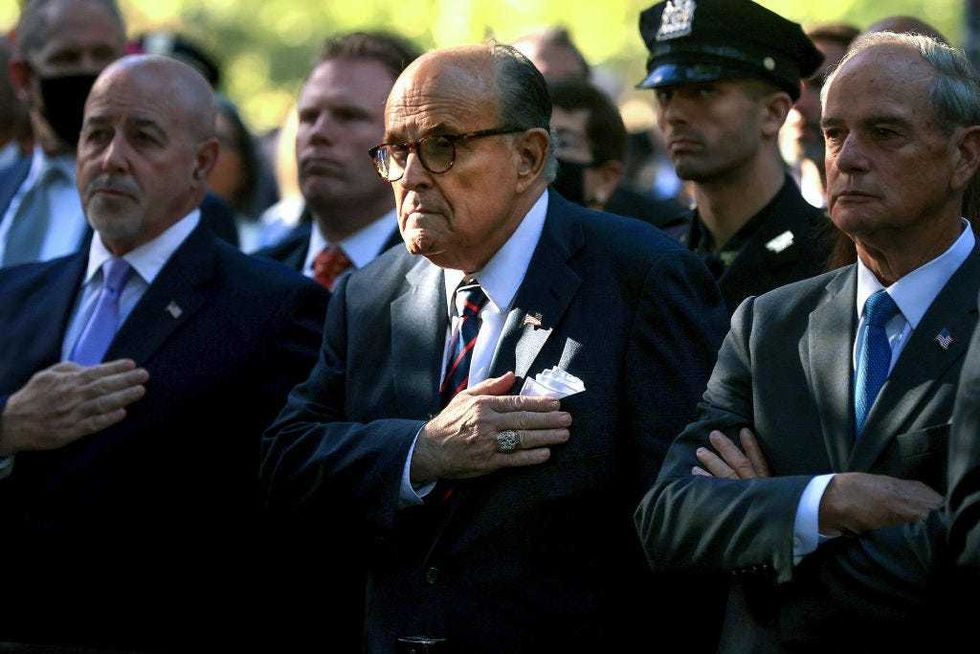 Former New York City Mayor Rudy Giuliani attends the annual 9/11 Commemoration Ceremony at the National 9/11 Memorial and Museum on September 11, 2021 in New York City.