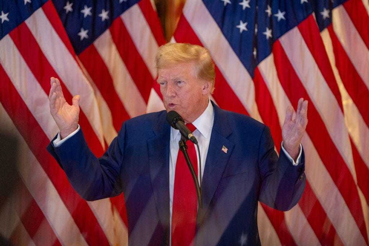 Former President and Republican Presidential candidate Donald Trump speaks during a press conference at Trump Tower on May 31, 2024 in New York City.