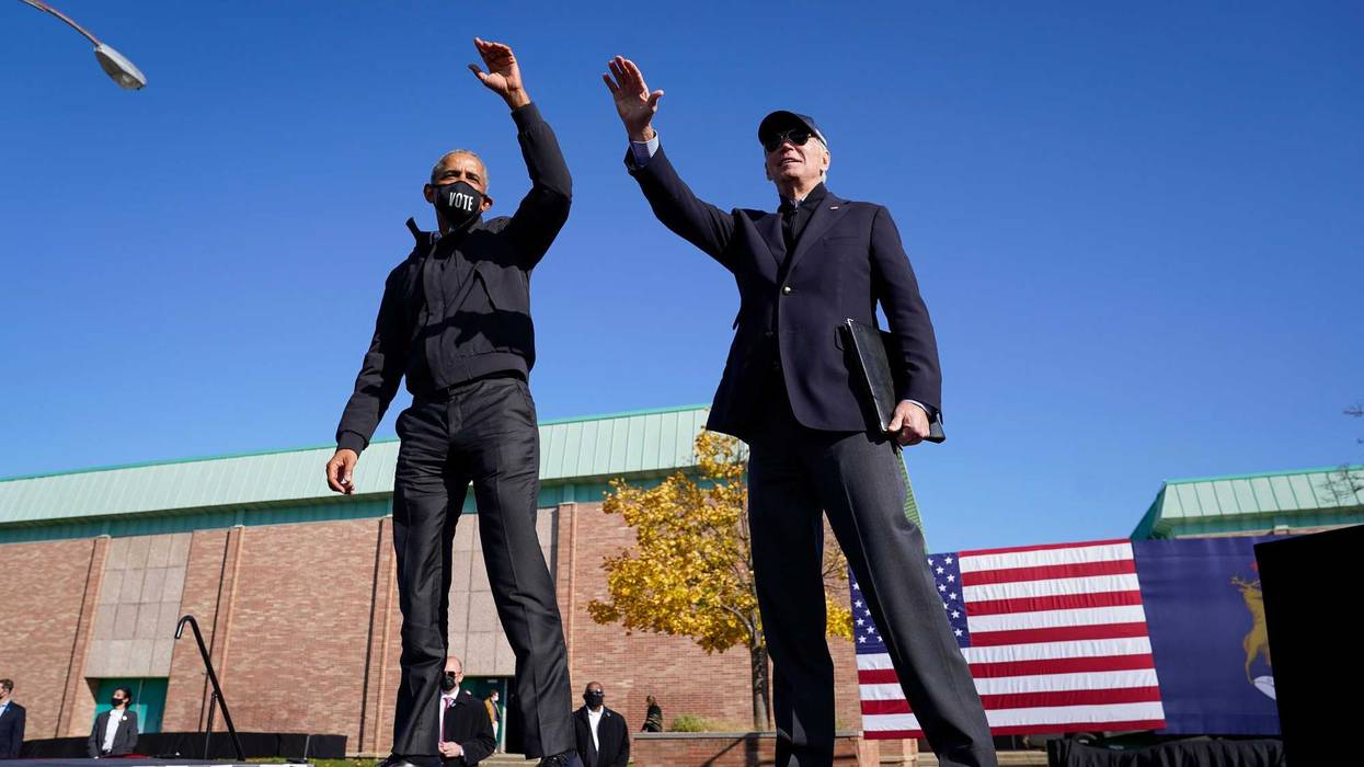 Former President Barack Obama and Democratic nominee Joe Biden in Michigan