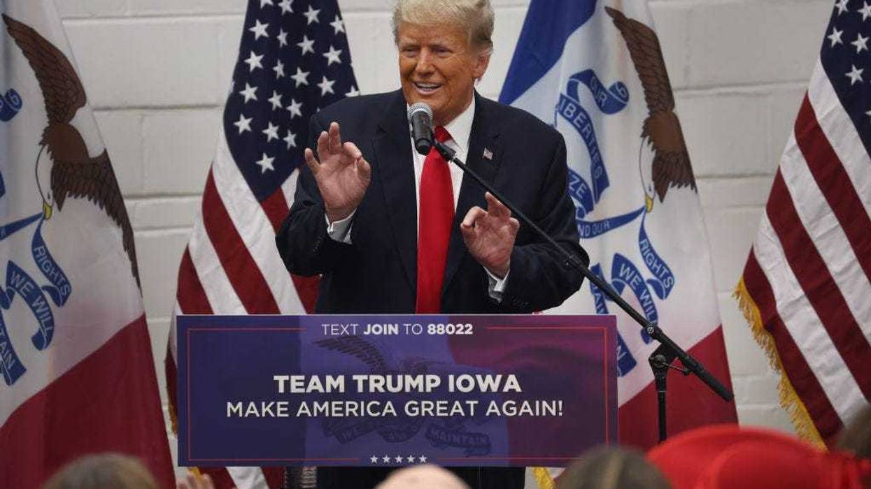 Former President Donald Trump greets supporters at a Team Trump volunteer leadership training event held at the Grimes Community Complex on June 01, 2023 in Grimes, Iowa.
