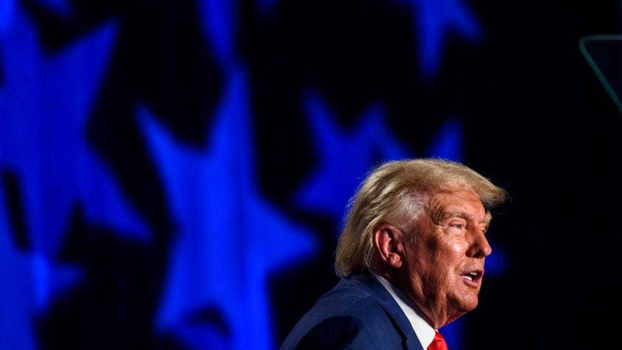 Former President Donald Trump speaks as the keynote speaker at the 56th Annual Silver Elephant Dinner hosted by the South Carolina Republican Party on August 5, 2023 in Columbia, South Carolina.