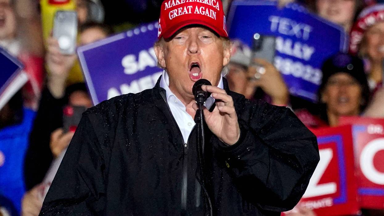 Former President Donald Trump speaks at a campaign rally in Greensburg, Pa., on May 6, 2022.