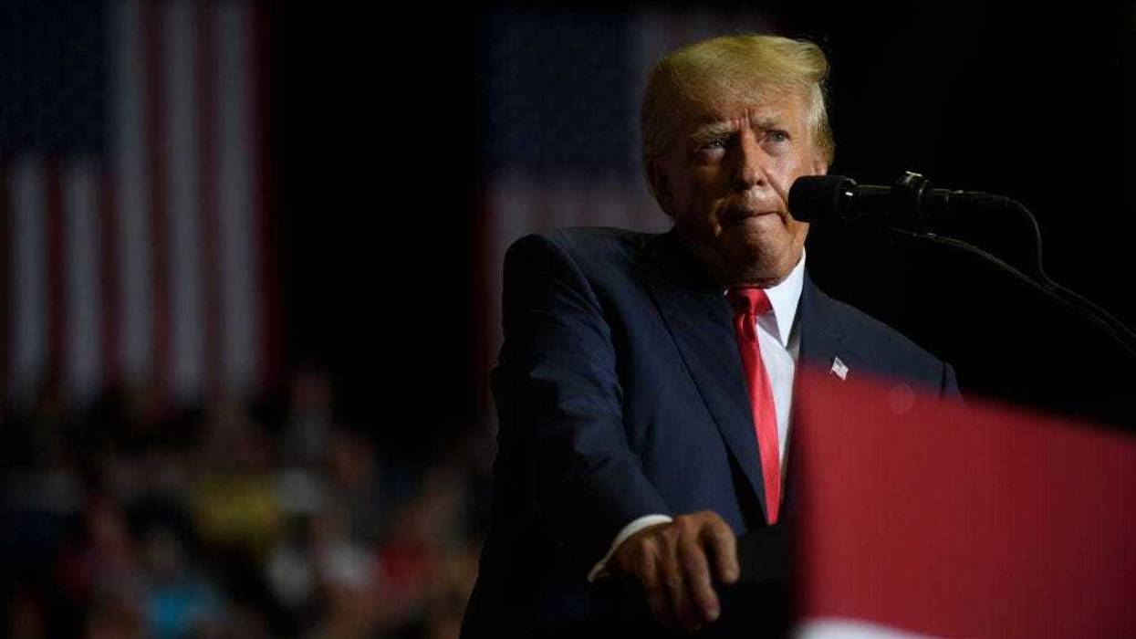 Former President Donald Trump speaks at a Save America Rally to support Republican candidates running for state and federal offices in the state at the Covelli Centre on September 17, 2022 in Youngstown, Ohio. Republican Senate Candidate JD Vance and Rep. Jim Jordan (R-OH) spoke to supporters along with former President Trump.(Photo by Jeff Swensen/Getty Images)