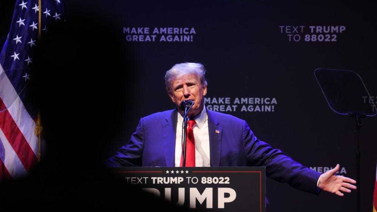 Former President Donald Trump speaks at the Adler Theatre on March 13, 2023 in Davenport, Iowa. Trump's visit follows those by potential challengers for the GOP presidential nomination, Florida Gov. Ron DeSantis and former U.N. Ambassador Nikki Haley, who hosted events in the state last week. (Photo by Scott Olson/Getty Images)