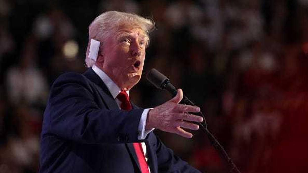 Former President Donald Trump speaks at the Republican National Convention (RNC) on the fourth and final day of the event on July 18, 2024 in Milwaukee, Wisconsin.