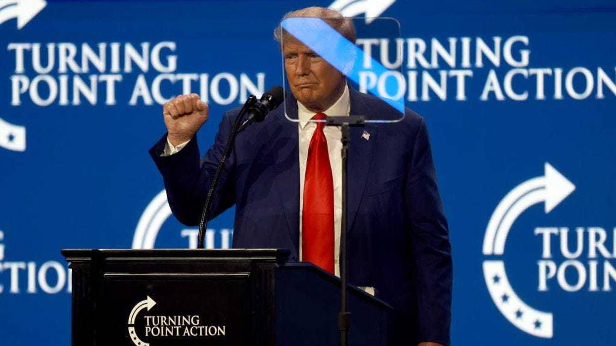 Former President Donald Trump speaks at the Turning Point Action conference as he continues his 2024 presidential campaign on July 15, 2023 in West Palm Beach, Florida. Trump spoke at the event held in the Palm Beach County Convention Center. (Photo by Joe Raedle/Getty Images)