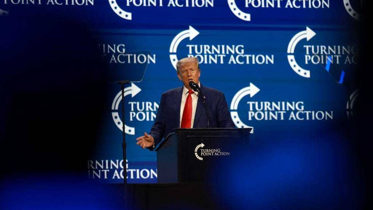 Former President Donald Trump speaks at the Turning Point Action conference as he continues his 2024 presidential campaign on July 15, 2023 in West Palm Beach, Florida.