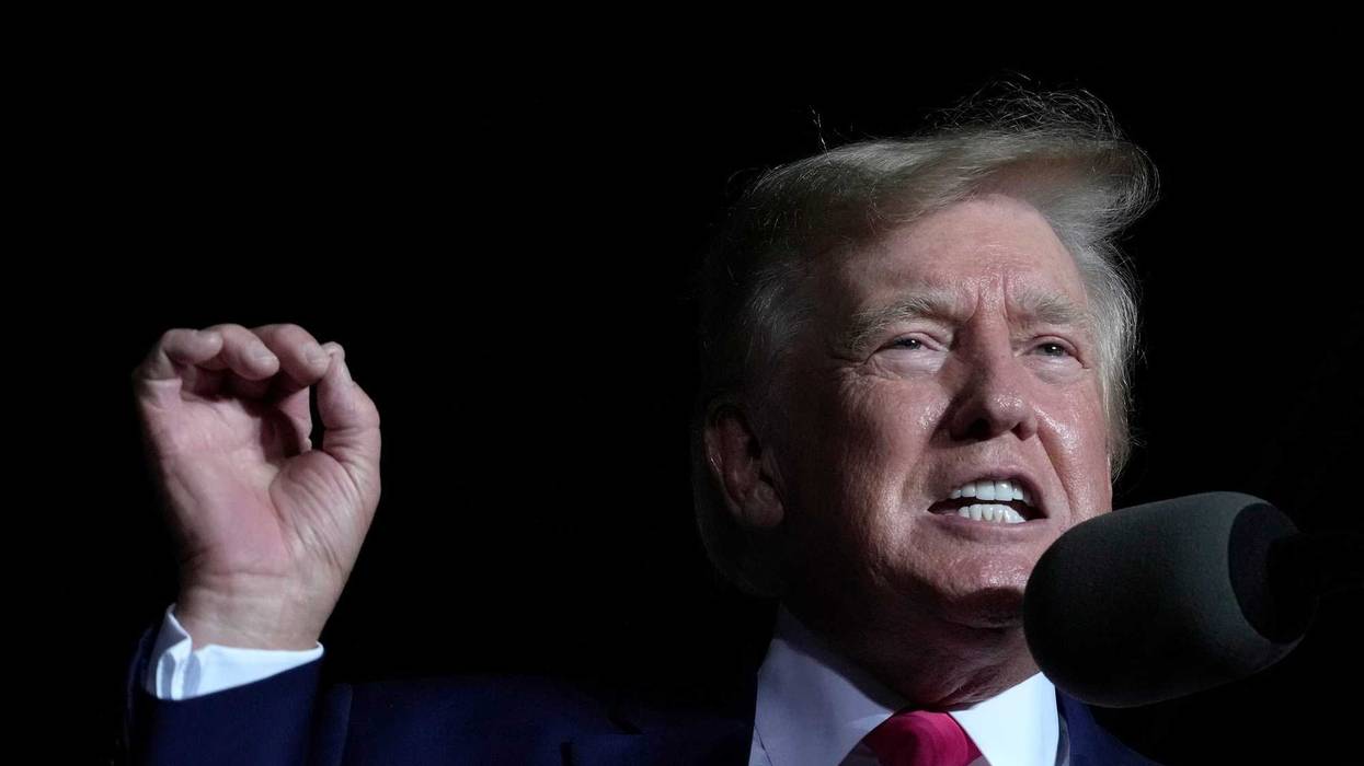 Former President Donald Trump speaks during a campaign rally this month in Wisconsin
