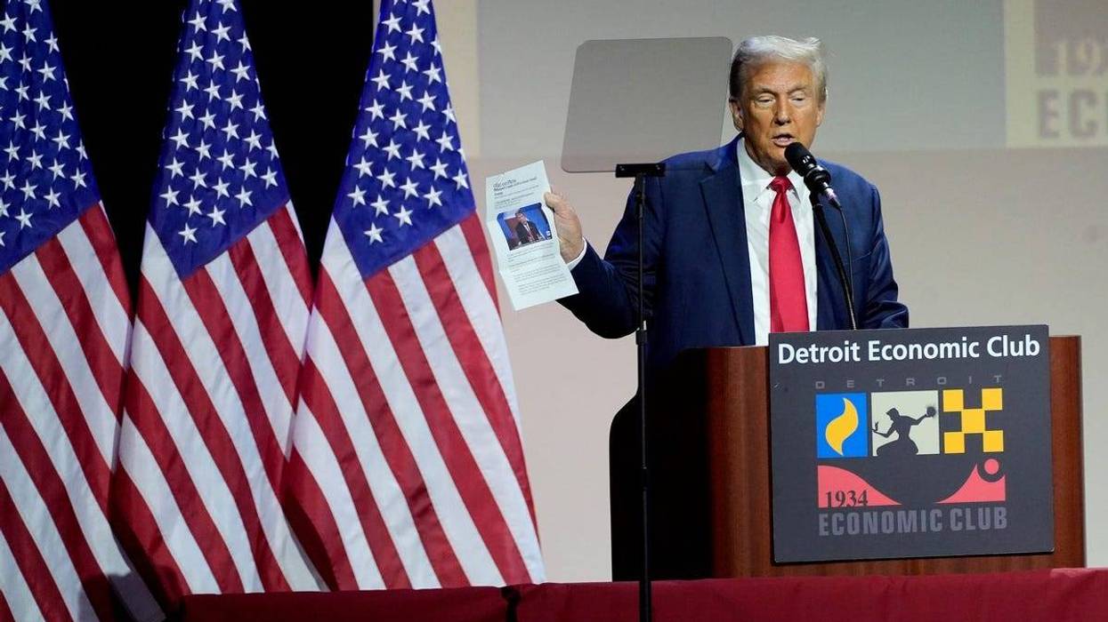 Former President Donald Trump speaks in Detroit