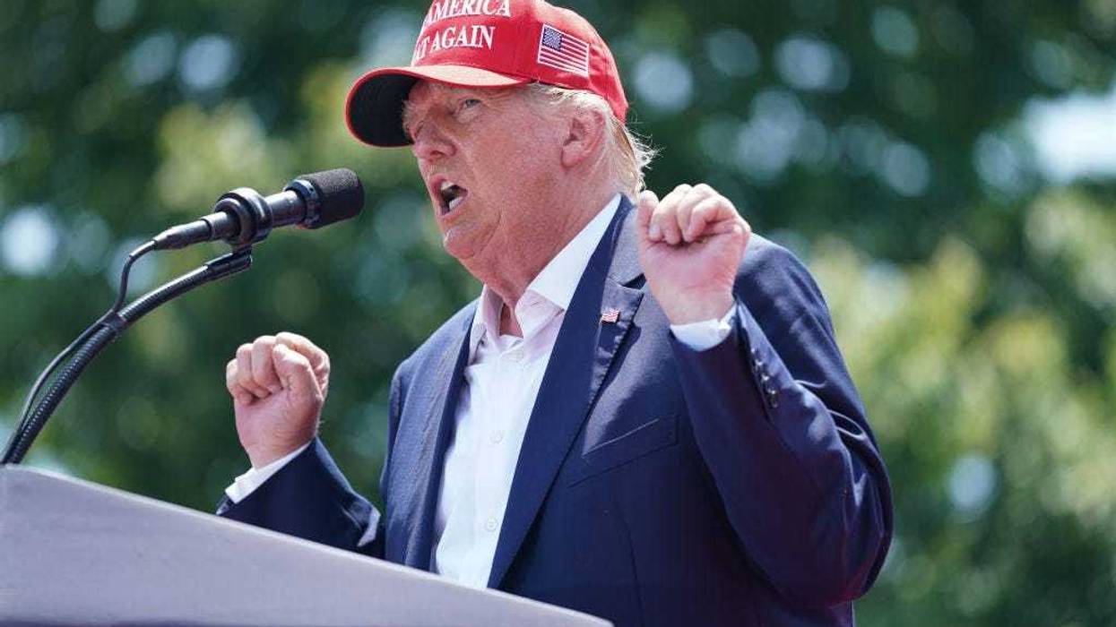 Former President Donald Trump speaks to crowd during a campaign event on July 1, 2023 in Pickens, South Carolina. The former president faces a growing list of primary challengers in the Republican Party. (Photo by Sean Rayford/Getty Images)